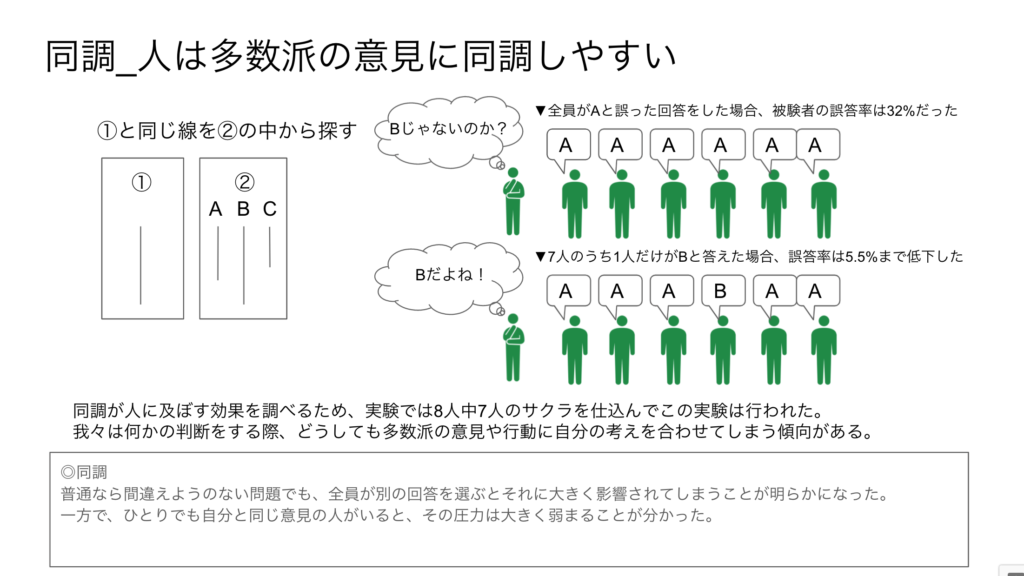【心理学で実態を暴く】同調はどうして起こるのか | ほうれん草blog