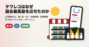 音楽ショップ、スマートフォンのEC、ライブ会場物販を組み合わせたタワレコのマーケティング戦略のアイキャッチ